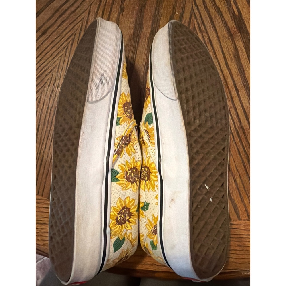 Vans Classic Slip-On Sunflower Floral Canvas Sneakers Womens 8 Mens 6.5 Cream - Picture 3 of 4